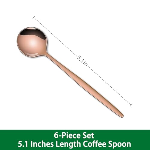 Dehov 5.1Inch Stainless Steel Coffee & Tea Spoons Set,Rose Gold Teaspoon,Small Spoons For Dessert or Tea,Espresso Spoon For Cafe - Image 2