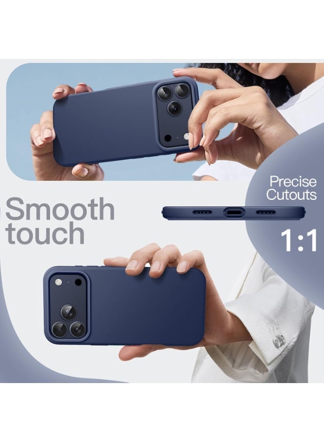 JETech Liquid Silicone Case for iPhone 17 Pro 6.3-Inch, Silky Soft Touch Full-Body Protection, Anti-Scratch Shockproof Phone Cover with Microfiber Lining (Dark Blue) - Image 3