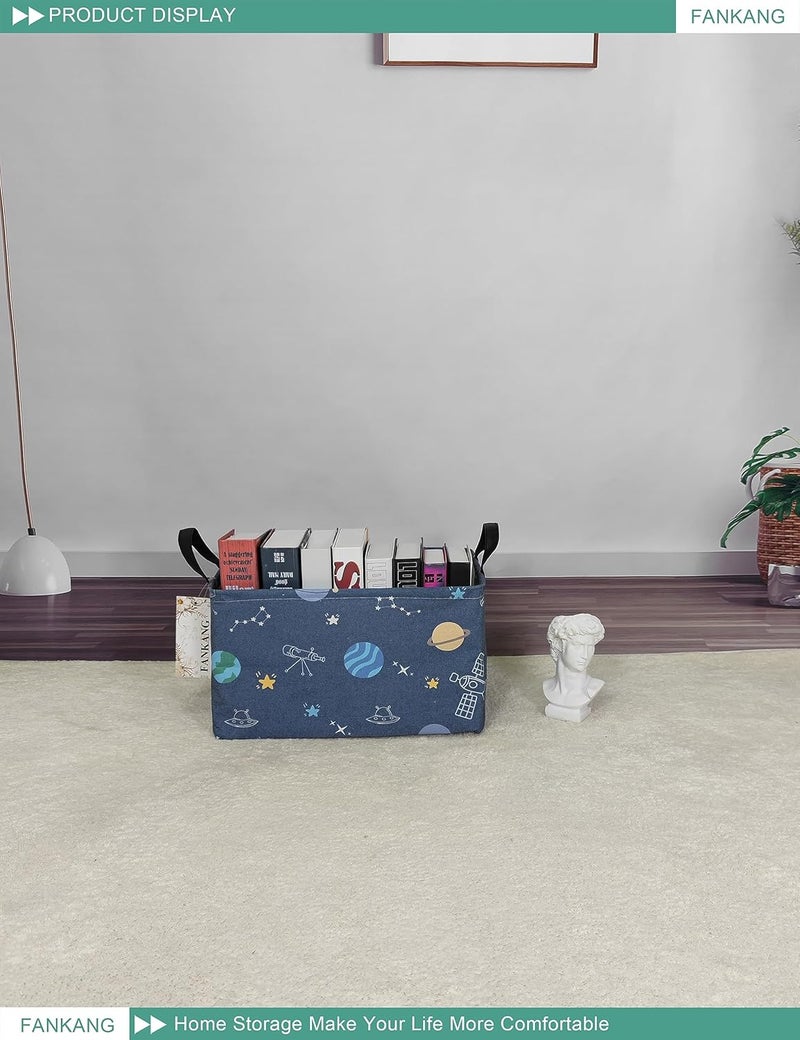 FANKANG Storage Bins, Nursery Hamper Canvas Laundry Basket Foldable with Waterproof PE Coating Large Storage Baskets for Kids Boys and Girls, Office, Bedroom, Clothes,Toys(Rec-Colorful Space - Image 4