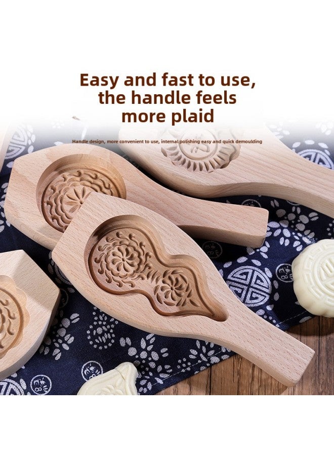 7cm Single Hole Qingming Fruit Mold Steamed Bread Mold Household Rice Cake Mold Steaming Pattern Bobo Tool Wooden Steamed Bread Mold-Specifications:X Single Hole Lace Life-Color:Wood Color  - Image 5