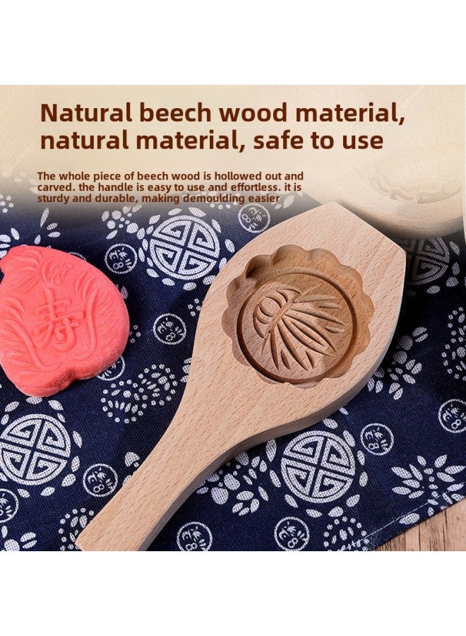 7cm Single Hole Qingming Fruit Mold Steamed Bread Mold Household Rice Cake Mold Steaming Pattern Bobo Tool Wooden Steamed Bread Mold-Specifications:X Single Hole Lace Life-Color:Wood Color  - Image 3