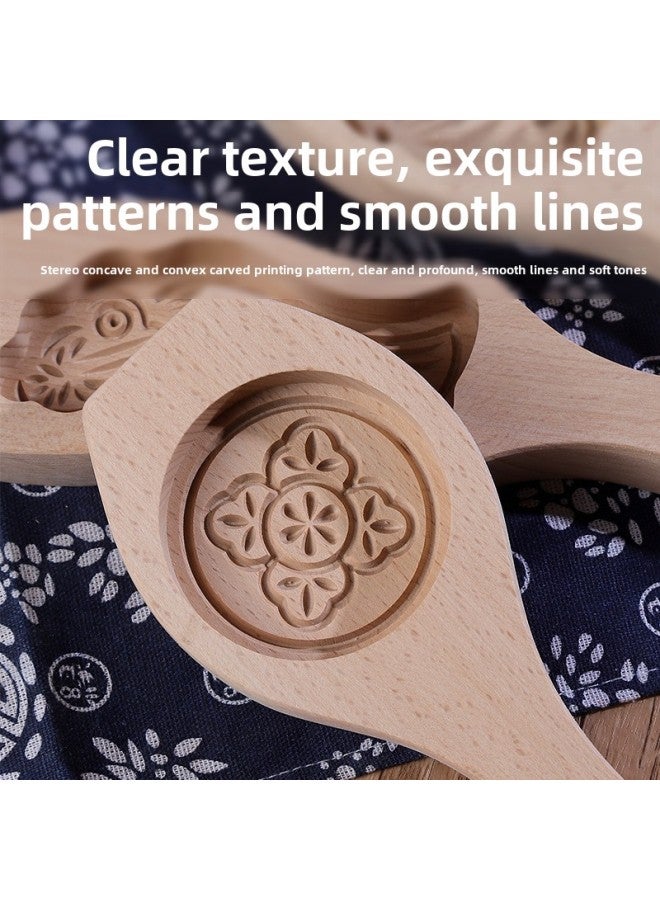 7cm Single Hole Qingming Fruit Mold Steamed Bread Mold Household Rice Cake Mold Steaming Pattern Bobo Tool Wooden Steamed Bread Mold-Specifications:X Single Hole Lace Life-Color:Wood Color  - Image 4