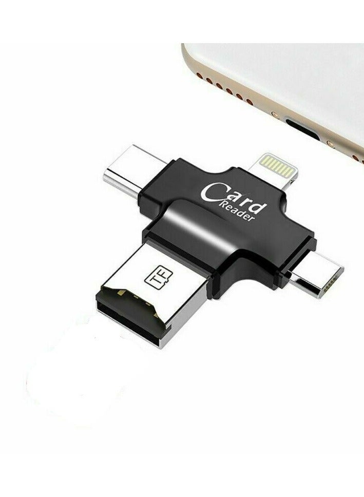 4 In 1 USB Otg Tf Micro Sd Card Reader Black - Image 1