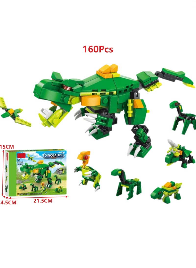 Children's Educational Toys Compatible With Small Particle Assembly Blocks(Green Tyrannosaurus Rex 160Pcs)  - Image 2