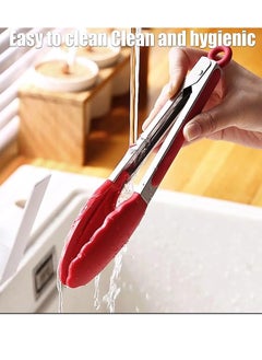 ZCM-HAPPY 2 Pack Red Kitchen Tongs - Premium Silicone, BPA-Free, Non-Stick Stainless Steel BBQ & Cooking Tongs, 9-Inch  - Image 5
