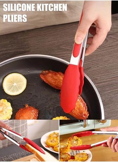 ZCM-HAPPY 2 Pack Red Kitchen Tongs - Premium Silicone, BPA-Free, Non-Stick Stainless Steel BBQ & Cooking Tongs, 9-Inch  - Image 3