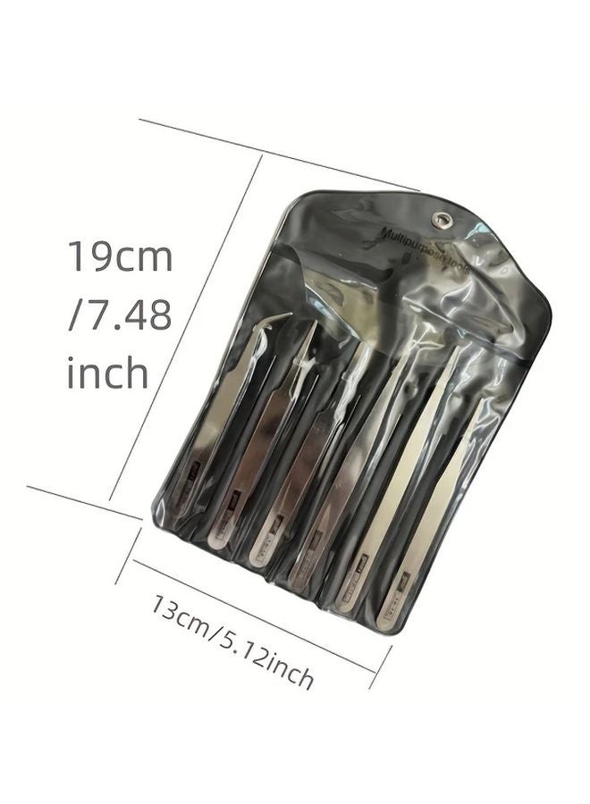 6Pcs Anti Static Stainless Steel Tweezers Set Straight Curved Tips For DIY Phone Repair - Image 4