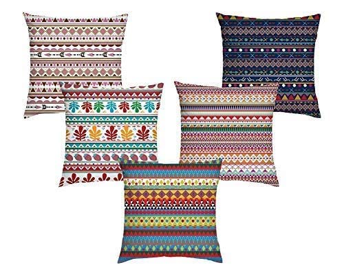 AEROHAVEN Set of 5 Designer Decorative Throw Pillow/Cushion Covers - 16 x 16 inches, Multi, Polyester, 150 tc - Image 2