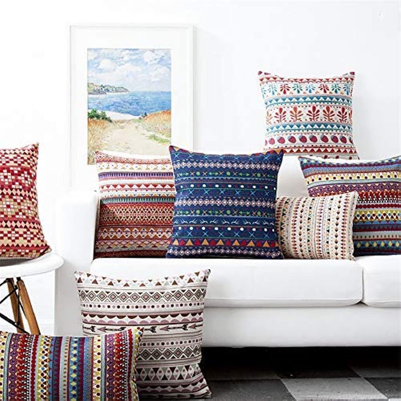 AEROHAVEN Set of 5 Designer Decorative Throw Pillow/Cushion Covers - 16 x 16 inches, Multi, Polyester, 150 tc - Image 5