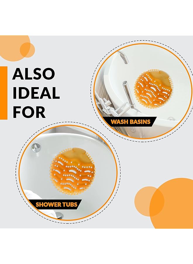 KASTWAVE 5 Pack Scented Urinal Screens Deodorizer With Anti Splash Bristles Men Bathroom Deodorizer Waterless Toilet Anti Splash Urinal For Public Restrooms And Fits Most Brand Urinals (Orange) - Image 4