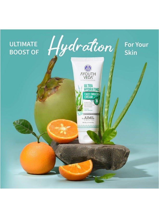 AYOUTHVEDA - Ultra Hydrating Face Emulsion Cream 60 Gm With Aloe Vera & Coconut Water | Best Hydrating Face Cream For Women And Men | Prevent Dark Spots, Blackheads And Blemishes | All Skin Types (Pack Of 1; 60G) - Image 1