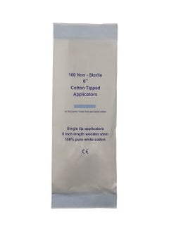 King Mariot Cotton Tip Applicator | Non-Sterile | Autoclavable Bag | 6-Inch Length | Single Tip Applicators with Wooden Stem and 100% Pure White Cotton  - Image 1