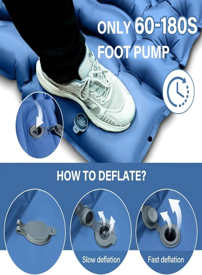 AROAQ Ultralight Inflatable Camping Sleeping Pad with Built-in Pillow & Foot Pump – 79.8" × 53.5", Waterproof, Connectable, Compact Air Mattress for Outdoor, Hiking, Travel - Image 4