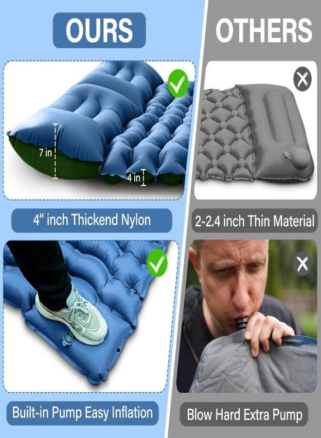 AROAQ Ultralight Inflatable Camping Sleeping Pad with Built-in Pillow & Foot Pump – 79.8" × 53.5", Waterproof, Connectable, Compact Air Mattress for Outdoor, Hiking, Travel - Image 3