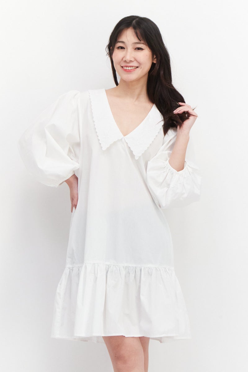 Envii Women Solid Mini Dress, White - Image 3