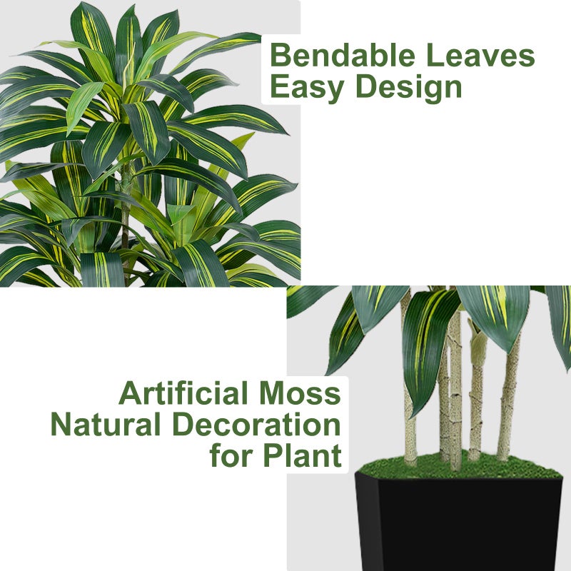 Keeplush 5FT Artificial Dracaena Tree - High-Density Foliage Fake Plant with Black Tall Planter - Faux Yucca Floor Plant for Home Office Decor Indoor - Image 5