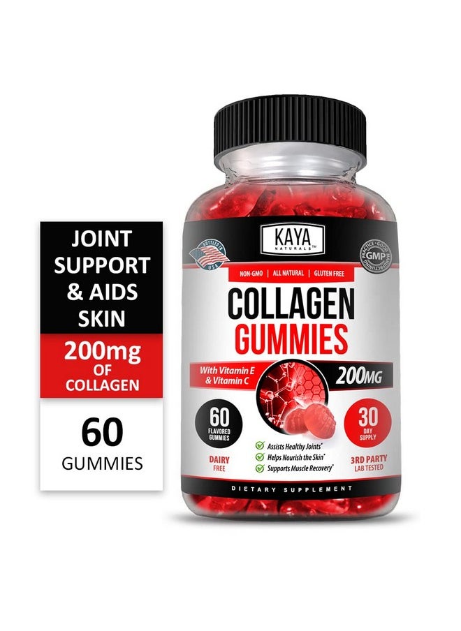 Kaya Naturals - Collagen Gummies For Men & Women Collagen Supplement ; Nature Made Collagen Gummies 1000Mg Of Hydrolyzed Collagen Vitamin C Selenium & Biotin Strawberry Flavor 60 Count Gummies - Image 1