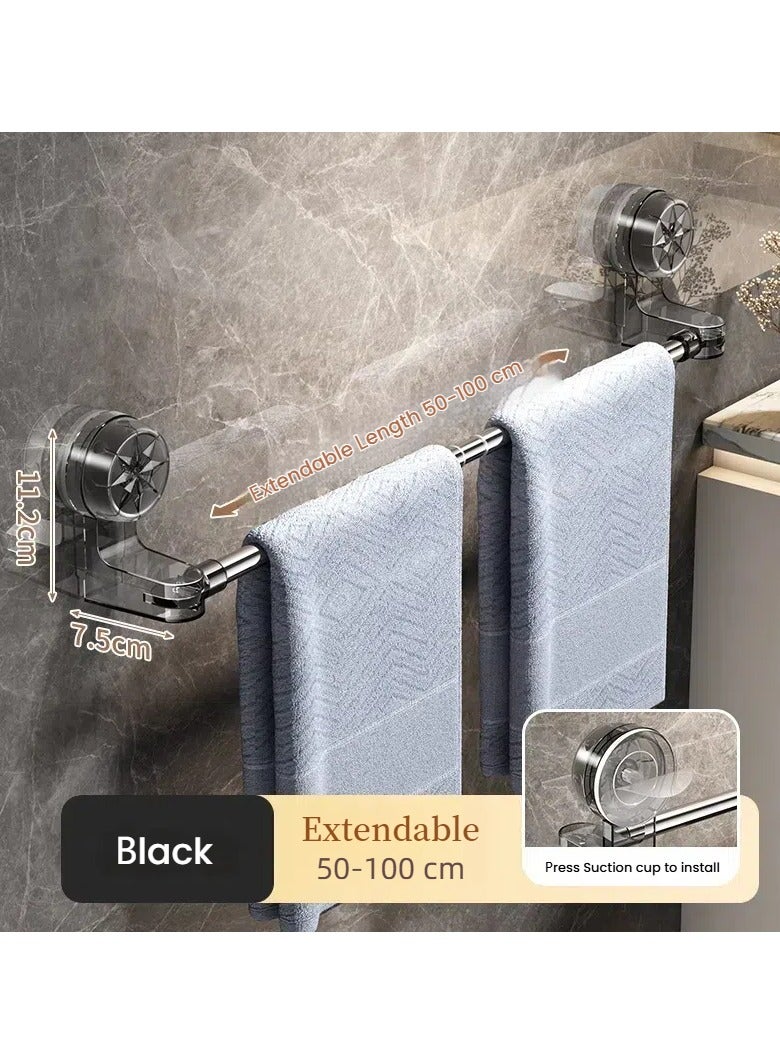 Bathroom Towel Rack with Suction Mount – No Drilling, Strong Adhesive Wall-Mounted, Adjustable Towel Bar, Space-Saving Bathroom Organizer for Towels and Bath Accessories  - Image 1