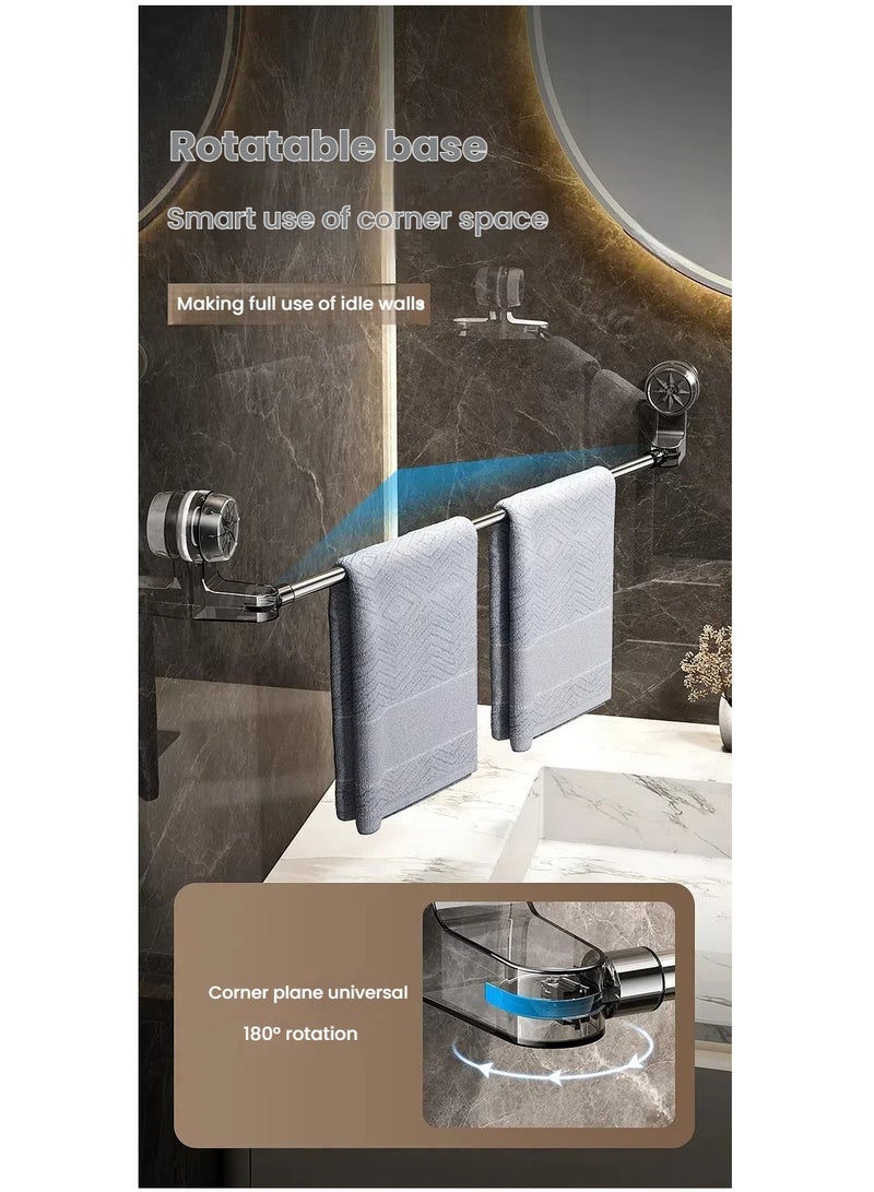 Bathroom Towel Rack with Suction Mount – No Drilling, Strong Adhesive Wall-Mounted, Adjustable Towel Bar, Space-Saving Bathroom Organizer for Towels and Bath Accessories  - Image 2
