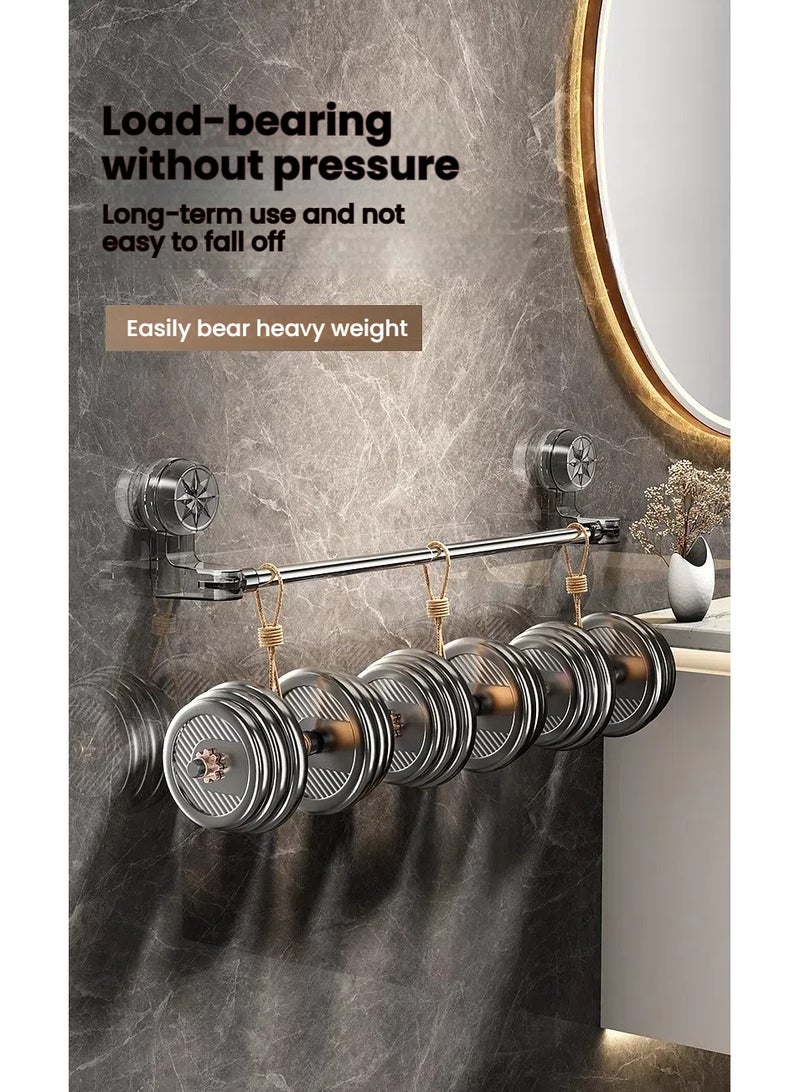 Bathroom Towel Rack with Suction Mount – No Drilling, Strong Adhesive Wall-Mounted, Adjustable Towel Bar, Space-Saving Bathroom Organizer for Towels and Bath Accessories  - Image 4