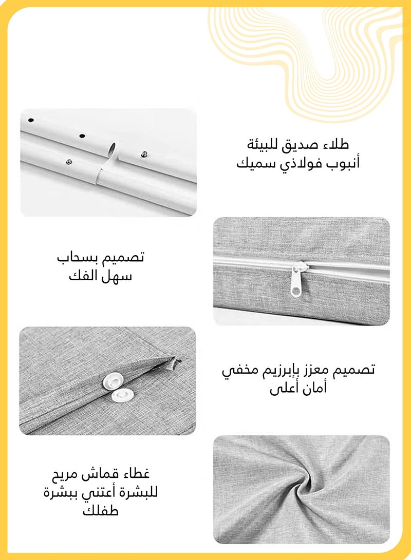 She&Little 2 Pack Baby Bed Rails,  Height Adjustable Bed Guard for Toddlers, Anti Fall Soft Safety Barrier, for Twin Full Queen Beds (60cm) - Image 3