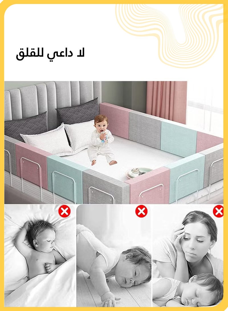 She&Little 2 Pack Baby Bed Rails,  Height Adjustable Bed Guard for Toddlers, Anti Fall Soft Safety Barrier, for Twin Full Queen Beds (60cm) - Image 2