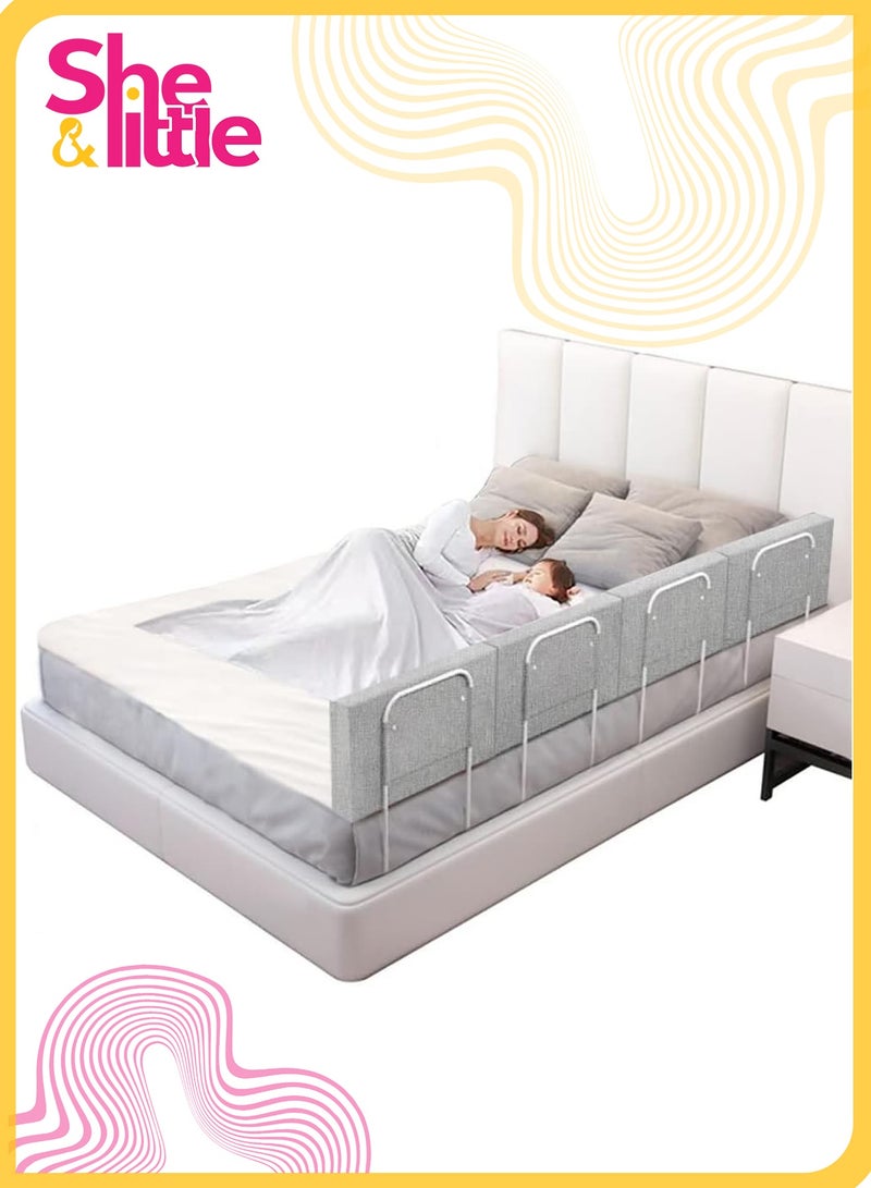 She&Little 2 Pack Baby Bed Rails,  Height Adjustable Bed Guard for Toddlers, Anti Fall Soft Safety Barrier, for Twin Full Queen Beds (60cm) - Image 1