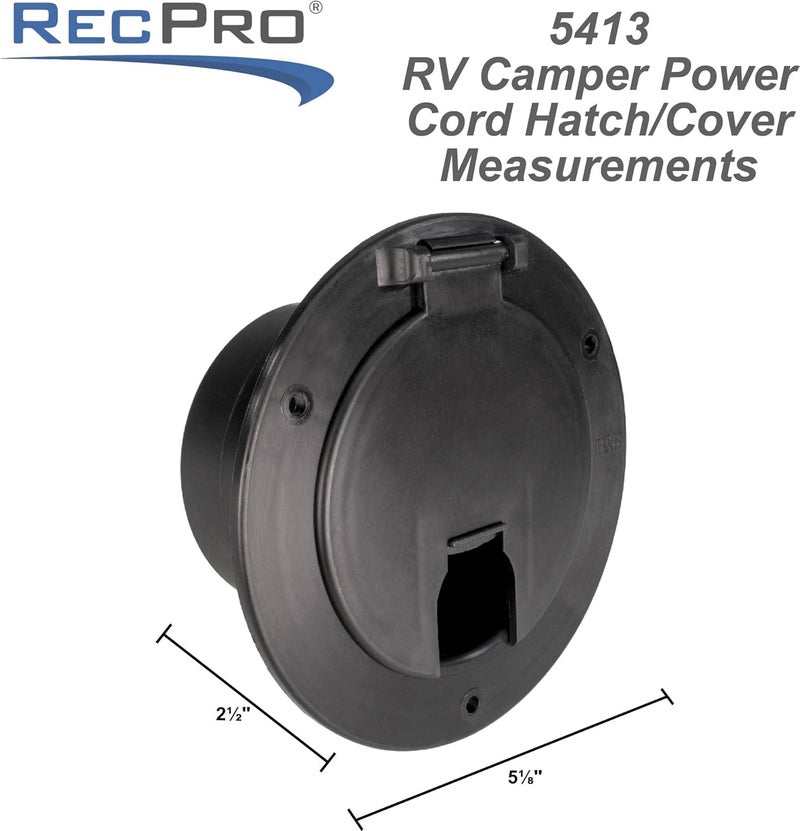 RecPro RV Black Power Cord Hatch Cover | UV-Stabilized Plastic | Snap Lock Door | Accepts up to 50 Amp Cord | Made in America - Image 3