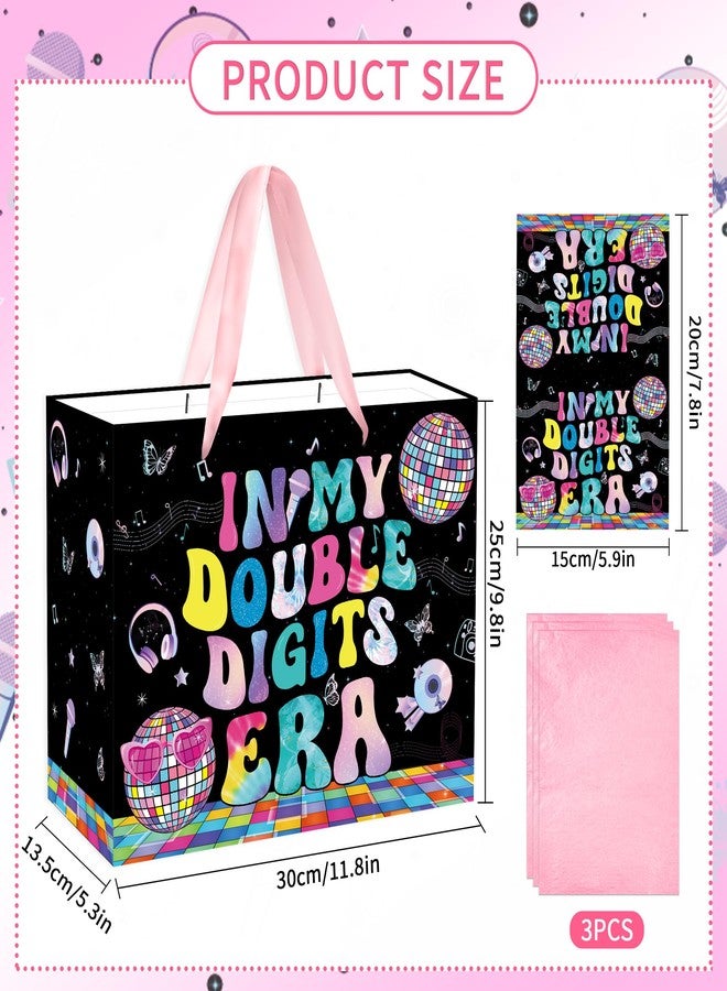 EoBeCy Large 10th Birthday Gift Bags for Girls, In My Double Digits Era Gift Bag with Tissue Paper and Card, Double Digits Wrapping Paper for 10 Year Old Birthday Decorations - Image 3