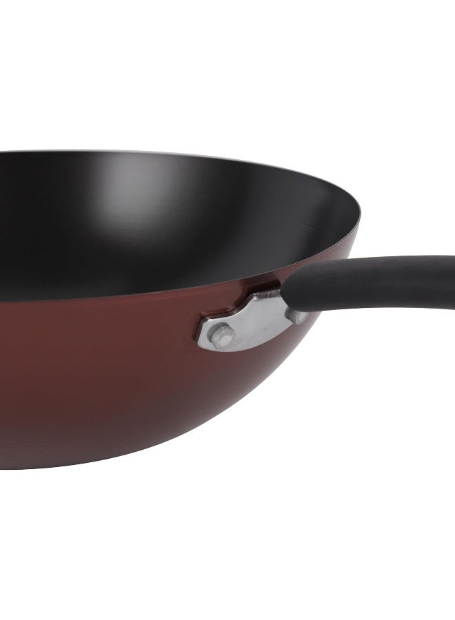 DELCASA مقلاة ديلكاسا غير لاصقة من الفولاذ الكربوني مع مقبض مقاوم للحرارة، بحجم 30 سم، أسود/مارون - Image 5