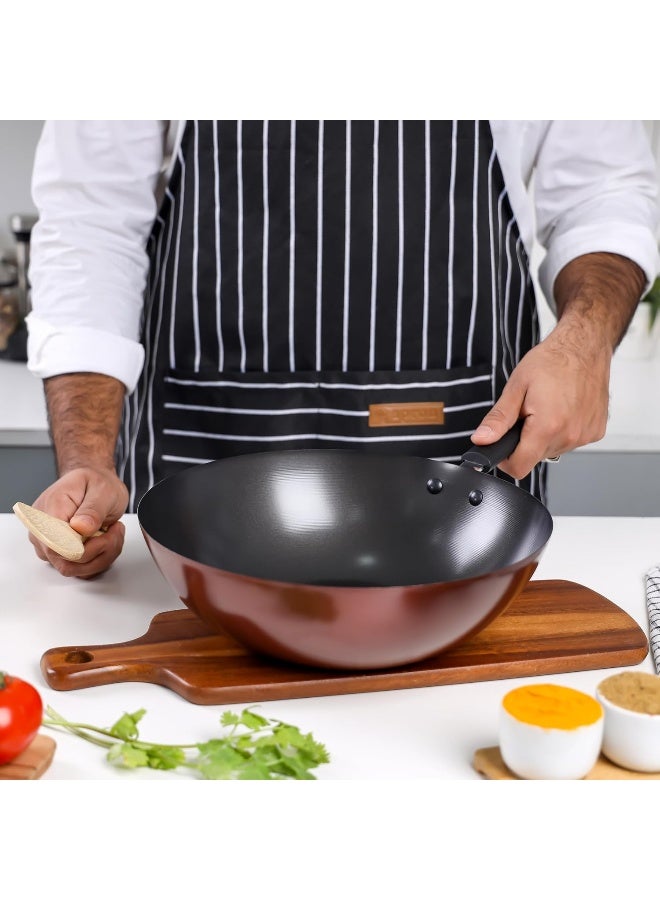 DELCASA مقلاة ديلكاسا غير لاصقة من الفولاذ الكربوني مع مقبض مقاوم للحرارة، بحجم 30 سم، أسود/مارون - Image 3