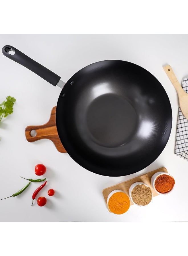 DELCASA مقلاة ديلكاسا غير لاصقة من الفولاذ الكربوني مع مقبض مقاوم للحرارة، بحجم 30 سم، أسود/مارون - Image 2