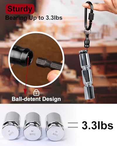 katerk 6pcs Bit Holder with Carabiner Socket for Mens Gift, 1/4 inch Hex Shank Aluminum Alloy Screwdriver Bit Holders, Quick Release Easy Change Impact Driver Drill Bit Keychain Extension (Black) - Image 3