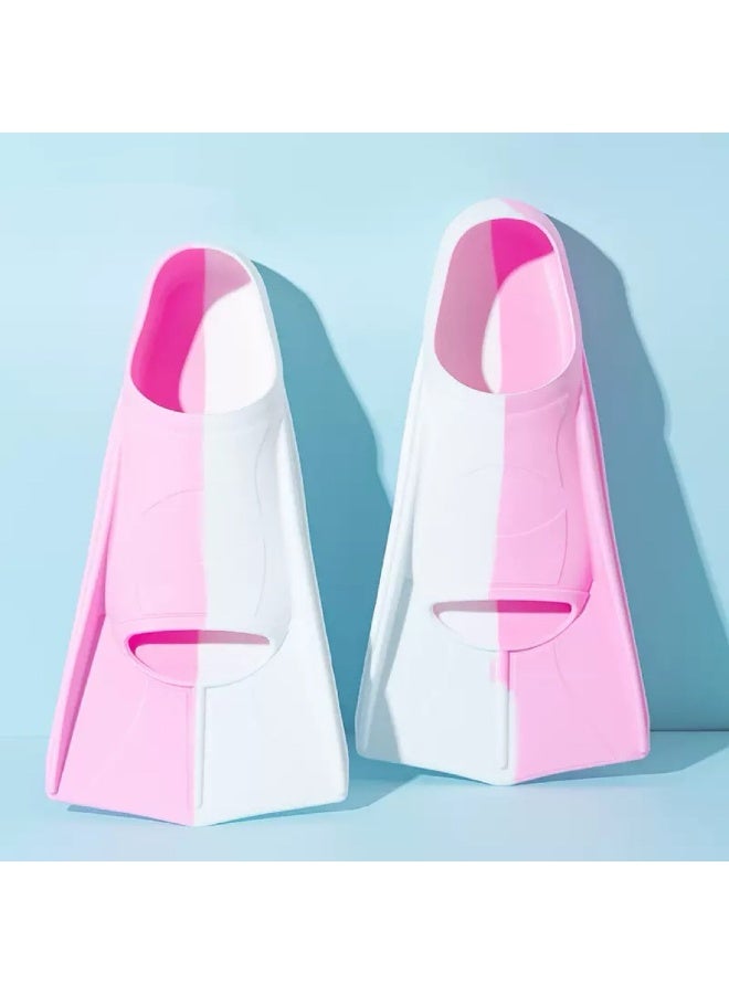 Diving Fins, Lightweight Snorkel Fins, Swim Heel Short Flippers, Adjustable Silicone Swimming Flippers, Diving Travel Trek Silicone Floating Full Foot Flippers, Snorkeling Training Kit For Girls