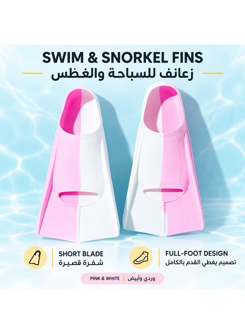 Prime Choice Diving Fins, Lightweight Snorkel Fins, Swim Heel Short Flippers, Adjustable Silicone Swimming Flippers, Diving Travel Trek Silicone Floating Full Foot Flippers, Snorkeling Training Kit For Girls - Image 1