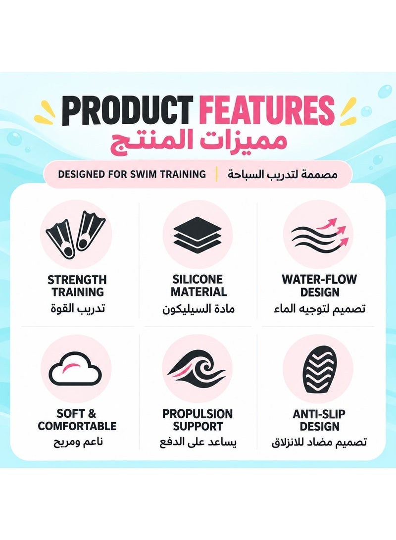 Prime Choice Diving Fins, Lightweight Snorkel Fins, Swim Heel Short Flippers, Adjustable Silicone Swimming Flippers, Diving Travel Trek Silicone Floating Full Foot Flippers, Snorkeling Training Kit For Girls - Image 5