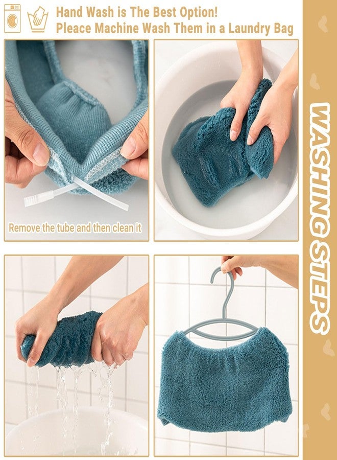 NGETC Soft Warm Cushioned Toilet Seat Cover Thicker Bathroom Toilet Seat Cover Pads Stretchable Washable Fiber Cloth Reusable Easy-Install Toilet Lid Seat Cover (azure with Handle) - Image 5