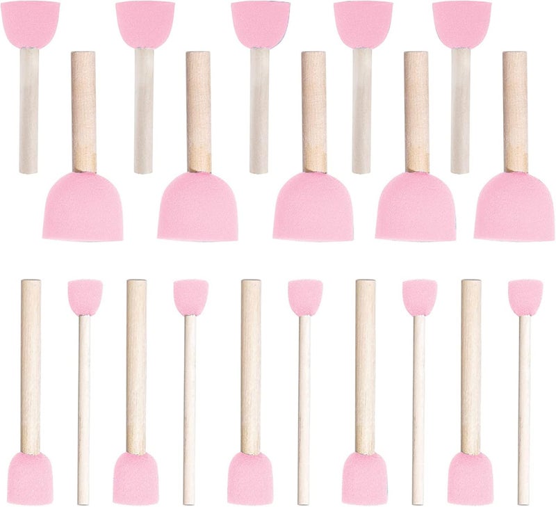 WAFJAMF 20 Pcs Assorted Size Round Sponges Brush Set, 4 Size DIY Paint Tools – Pink - Image 1