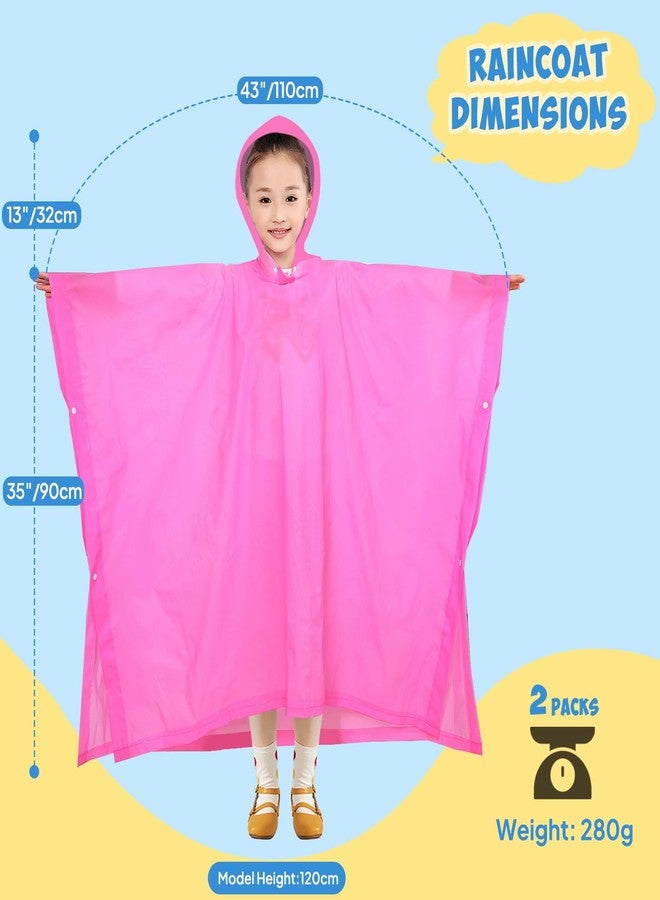 ANYOO 2 Pack Raincoats for Kids Emergency Ponchos Reusable Rain Poncho with Hood Waterproof Rain Coats for Boys and Girls - Image 2