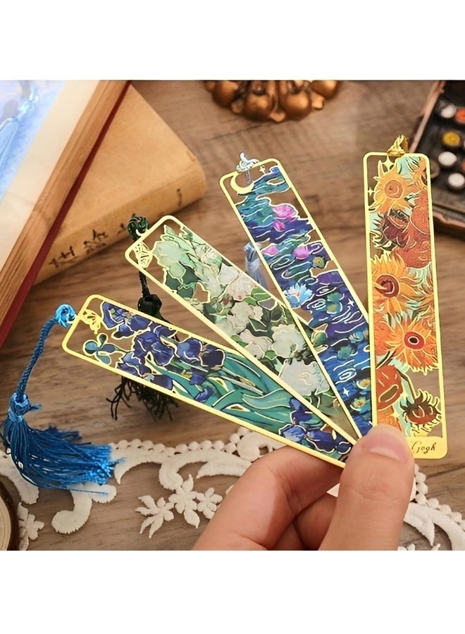 Van Gogh 4 PCS Van Gogh Oil Painting Retro Bookmarks With Tassel Durable Page Markers Gift for Book Lovers Readers Students Teachers - Image 5