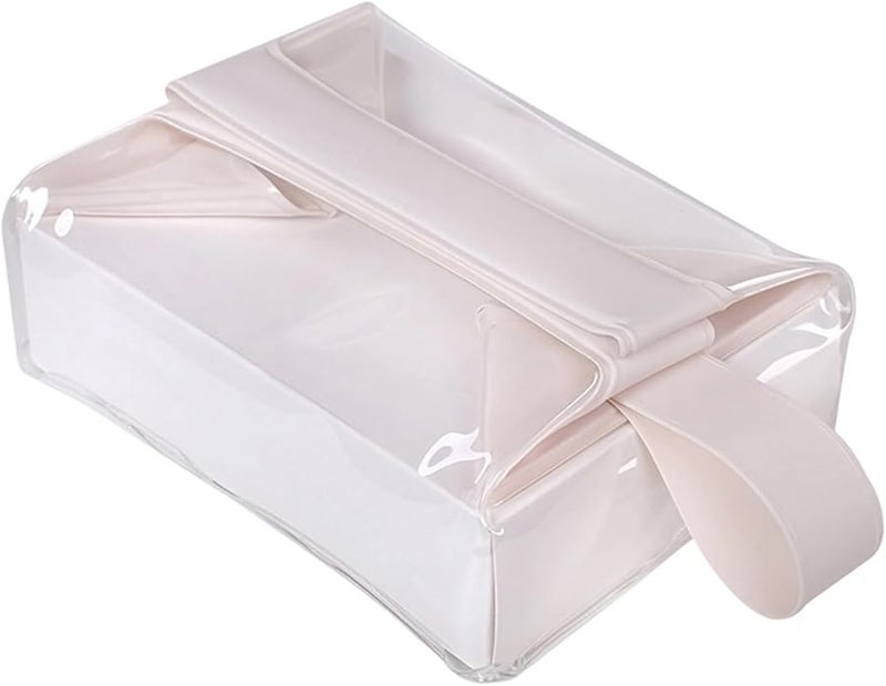Beige Magnetic Closure Travel Toiletry Bag Makeup Organizer For Women Men - Image 1
