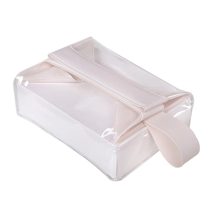 Beige Magnetic Closure Travel Toiletry Bag Makeup Organizer For Women Men - Image 2