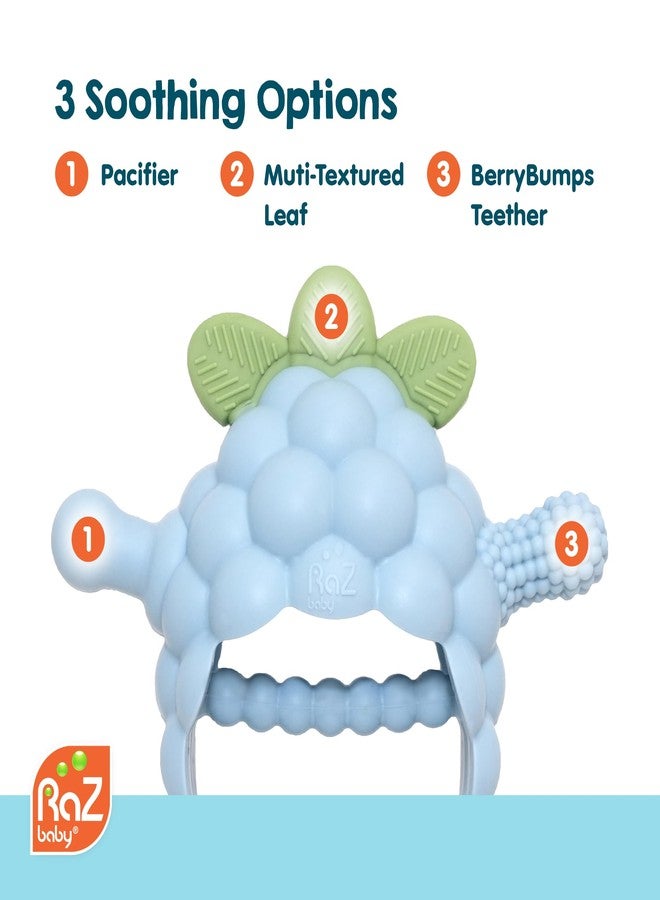 RaZbaby RaZberry Grip Silicone Teether Toy for 3M+ | Drop Resistant Hand Held Teether for Babies and Infants - Designed by Nature with Our Patented BerryBumps Multitextured Design | 3M+, Pink - Image 4