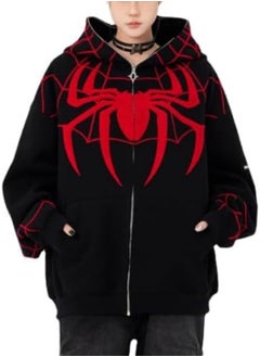 NIBEMINENT Autumn and winter American Y2K retro niche design Spider-Man hooded sweatshirt zipper cardigan national style high street loose jacket  - Image 1
