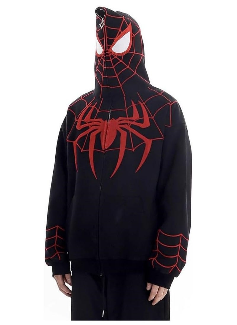 NIBEMINENT Autumn and winter American Y2K retro niche design Spider-Man hooded sweatshirt zipper cardigan national style high street loose jacket  - Image 3