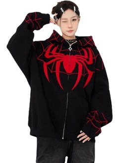 NIBEMINENT Autumn and winter American Y2K retro niche design Spider-Man hooded sweatshirt zipper cardigan national style high street loose jacket  - Image 2