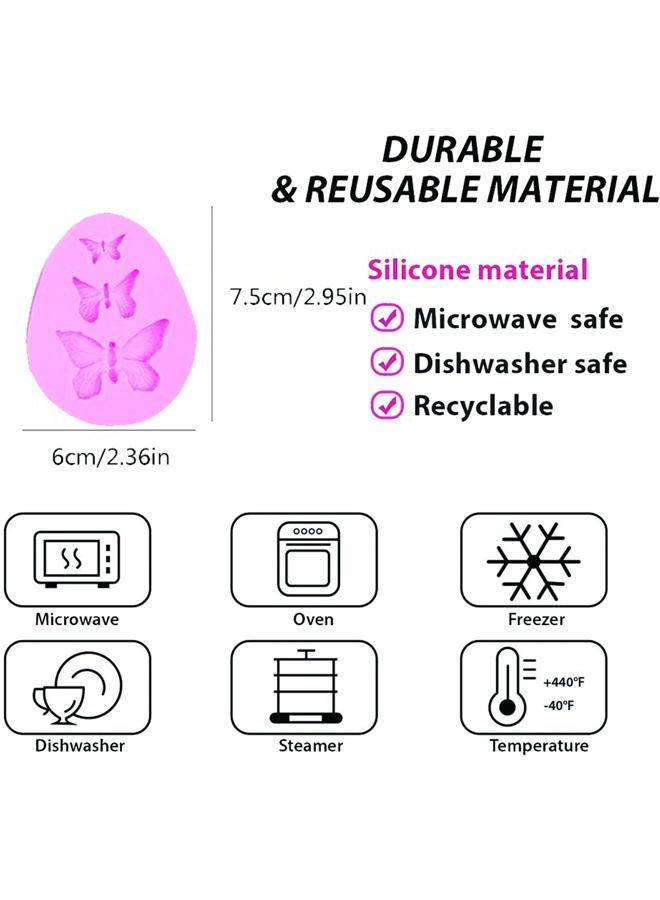 Delidge 4 Pack Butterfly Molds Silicone Mini Butterfly Fondant Mold Butterfly Chocolate Candy Mold for Cupcake,Sugar Crafts,DIY Polymer Clay and Cake Decorating (butterfly) - Image 3