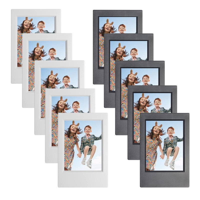 wogozan WOGOZAN Mini 3 Inch Photo Picture Frames for Fujifilm Instax Mini 12119990987EVO Classic Polaroid 215x34 Inches Frame Wallet Size Photo Desktop Display Black  Grey 10 Pack 