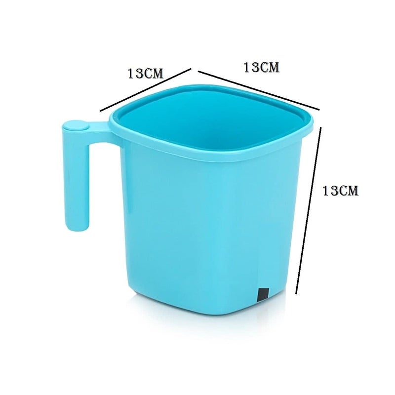 Foliam Foliam Square Mug Plastic Bath Mug Set of 2 Pcs Durable Long Lasting Quality Bathroom Set Aero Blue - Image 2