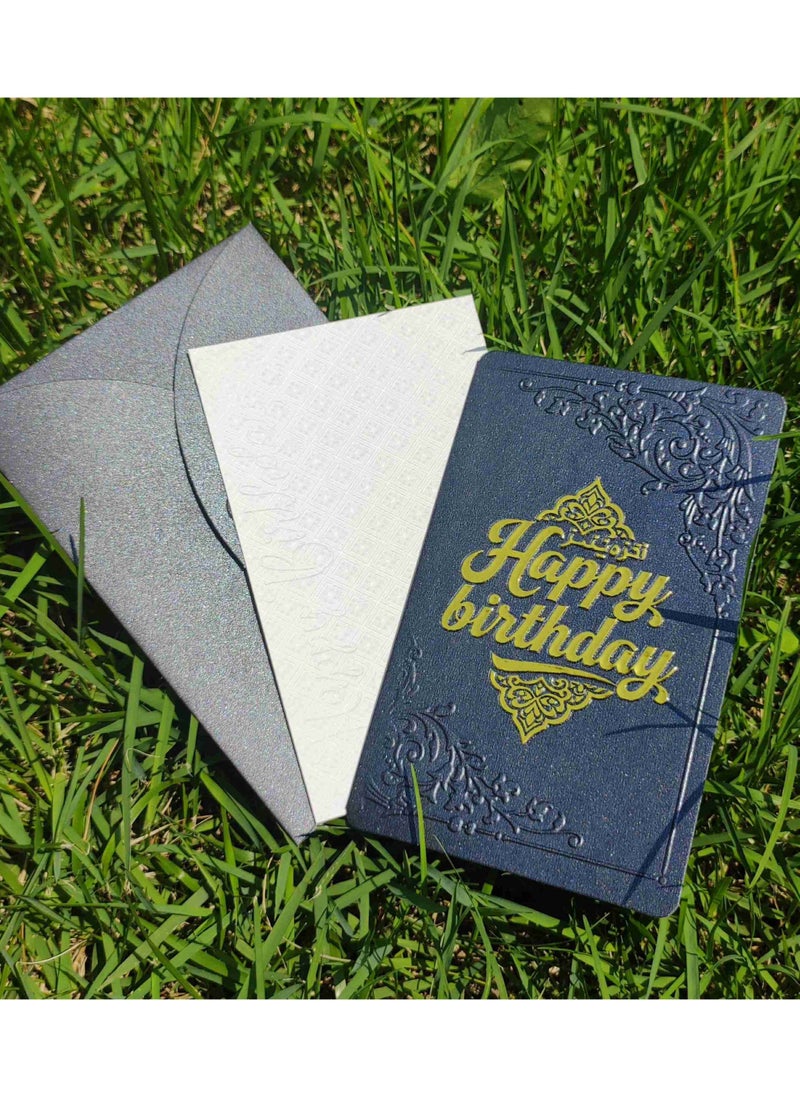 BenQuand Premium Birthday Card with 2D Gold Foil and 2D Embossing Pattern，Luxury Black Happy Birthday to You Card With Envelope，Handmade Gift for Boyfriend,Mum,Daddy，Business Card  - Image 1